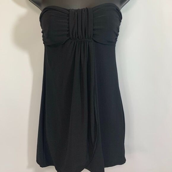 Strapless Black Wrap Mini Dress - Picture 1 of 7